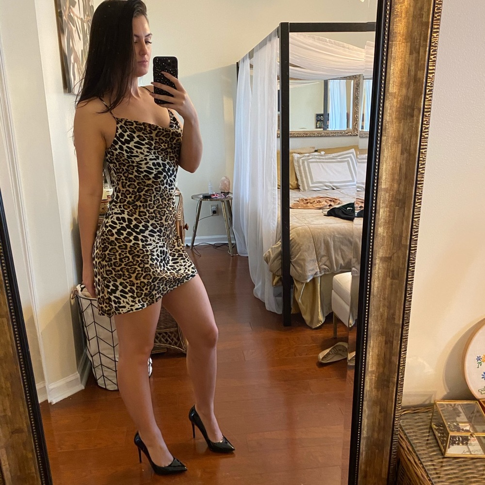 NWT cheetah print slip dress
